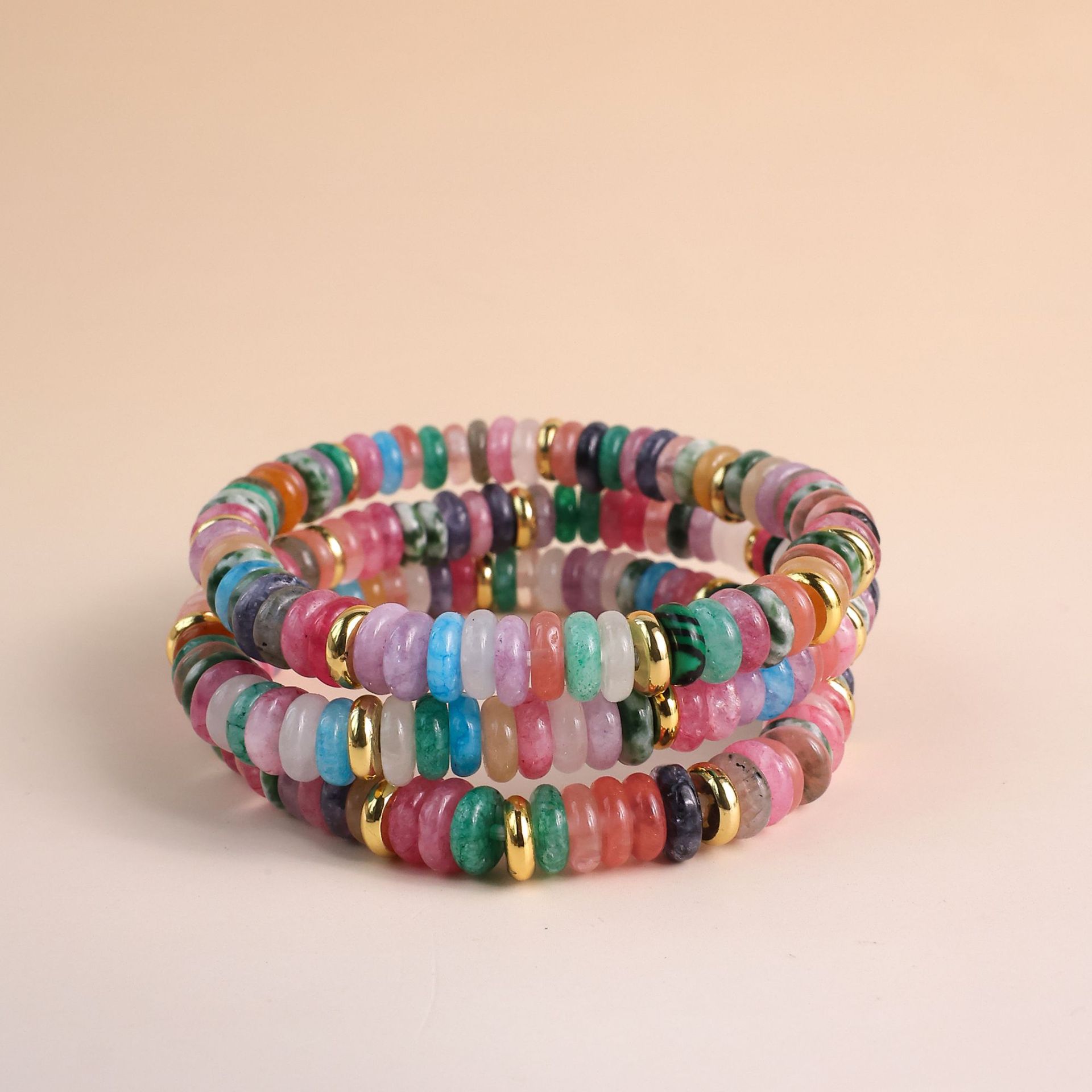 Color dopamine natural stone bracelet all-match senior sense rainbow sweet handmade stretch rope beaded bracelet female